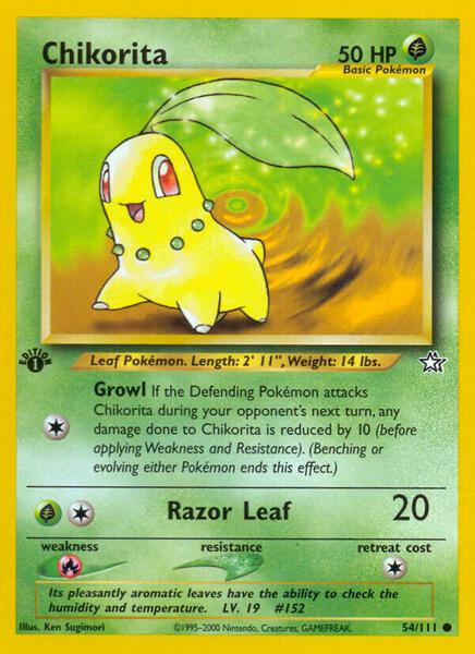Chikorita (54) - Neo Genesis - 1st Edition - Lightly Played (LP)