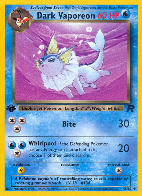 Dark Vaporeon - Team Rocket - Unlimited - Moderately Played (MP)