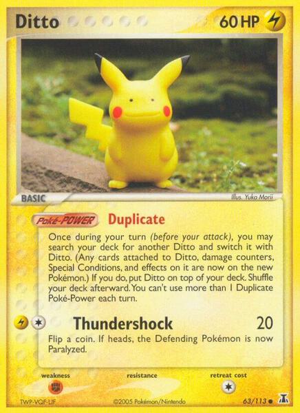 Ditto - 63/113 (Pikachu) - EX Delta Species - Moderately Played (MP)