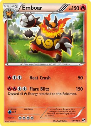 Emboar (19) - Black and White - Reverse Holofoil - Near Mint (NM)