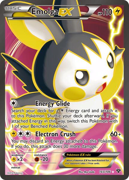Emolga EX (143 Full Art) - XY Base Set - Holofoil - Near Mint (NM)