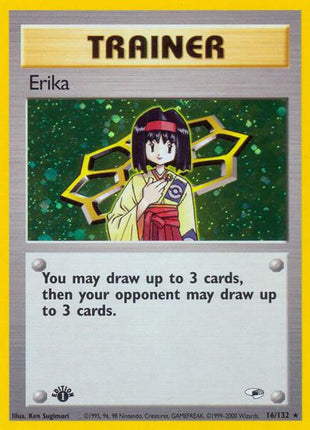Erika (16) - Gym Heroes - Unlimited Holofoil - Moderately Played (MP)