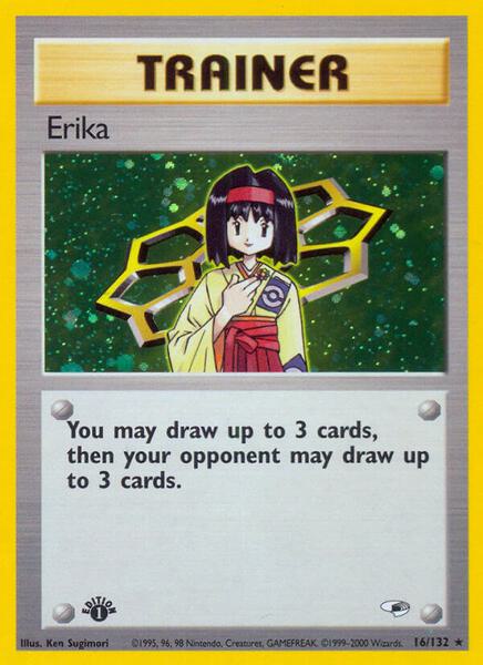 Erika (16) - Gym Heroes - Unlimited Holofoil - Moderately Played (MP)