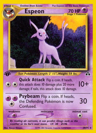 Espeon (20) - Neo Discovery - Unlimited - Heavily Played (HP)