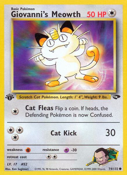 Giovanni's Meowth (74) - Gym Challenge - 1st Edition - Lightly Played (LP)