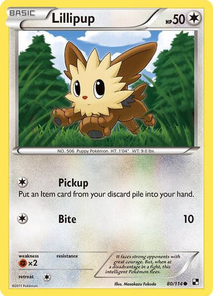 Lillipup (80) - Black and White - Reverse Holofoil - Moderately Played (MP)