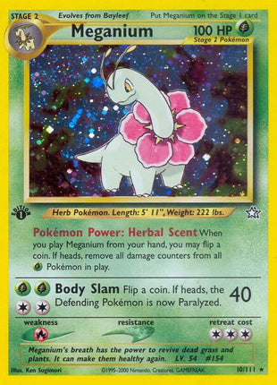 Meganium (10) - Neo Genesis - Unlimited Holofoil - Heavily Played (HP)