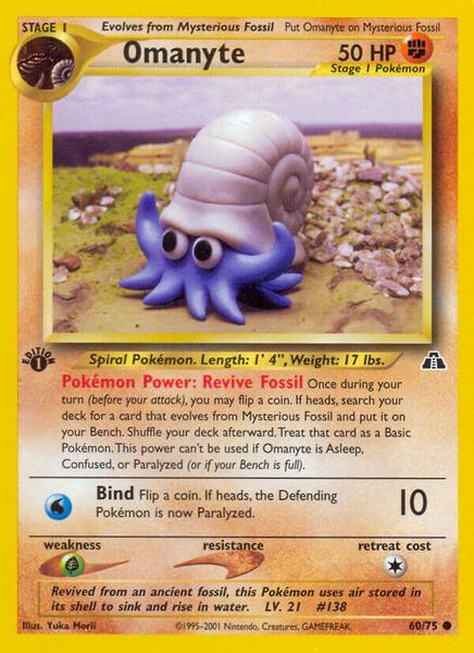 Omanyte - Neo Discovery - 1st Edition - Moderately Played (MP)