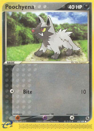 Poochyena - 63/109 - Ruby and Sapphire - Reverse Holofoil - Heavily Played (HP)