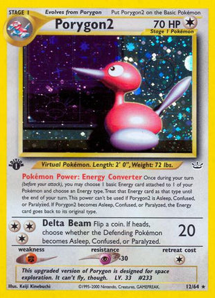 Porygon2 - Neo Revelation - Unlimited Holofoil - Damaged
