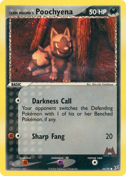 Team Magma's Poochyena - 66/95 - Team Magma vs Team Aqua - Reverse Holofoil - Heavily Played (HP)