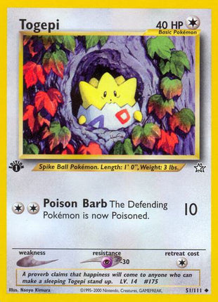 Togepi - Neo Genesis - 1st Edition - Near Mint (NM)