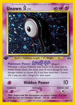 Unown [A] (14) - Neo Discovery - Unlimited Holofoil - Damaged