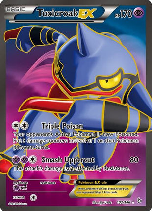 Toxicroak EX (102 Full Art) - XY Flashfire - Holofoil - Moderately Played (MP)