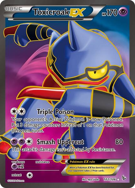Toxicroak EX (102 Full Art) - XY Flashfire - Holofoil - Moderately Played (MP)
