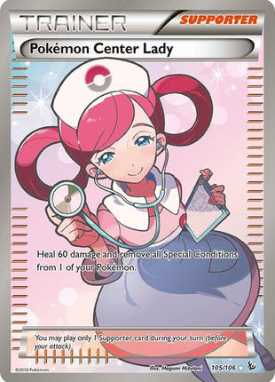 Pokemon Center Lady (105 Full Art) - XY Flashfire - Holofoil - Lightly Played (LP)