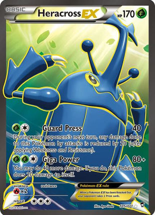 Heracross EX (105 Full Art) - XY Furious Fists - Holofoil - Heavily Played (HP)