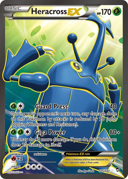 Heracross EX (105 Full Art) - XY Furious Fists - Holofoil - Heavily Played (HP)