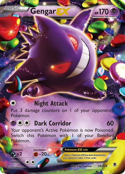Gengar EX - XY Phantom Forces - Holofoil - Damaged