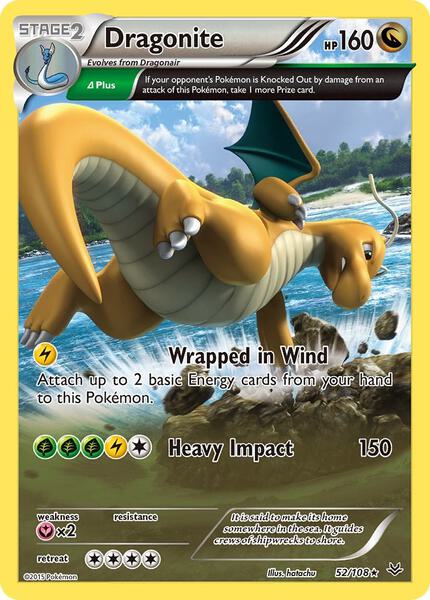 Dragonite (52 Delta) - XY Roaring Skies - Reverse Holofoil - Damaged